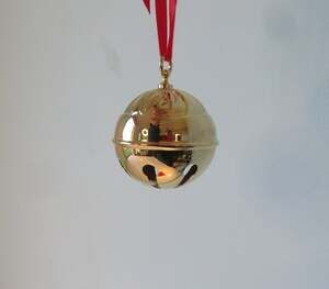 Reed & Barton 1993 Holly Bell Gold Plated Christmas Ornament Ball Original Box